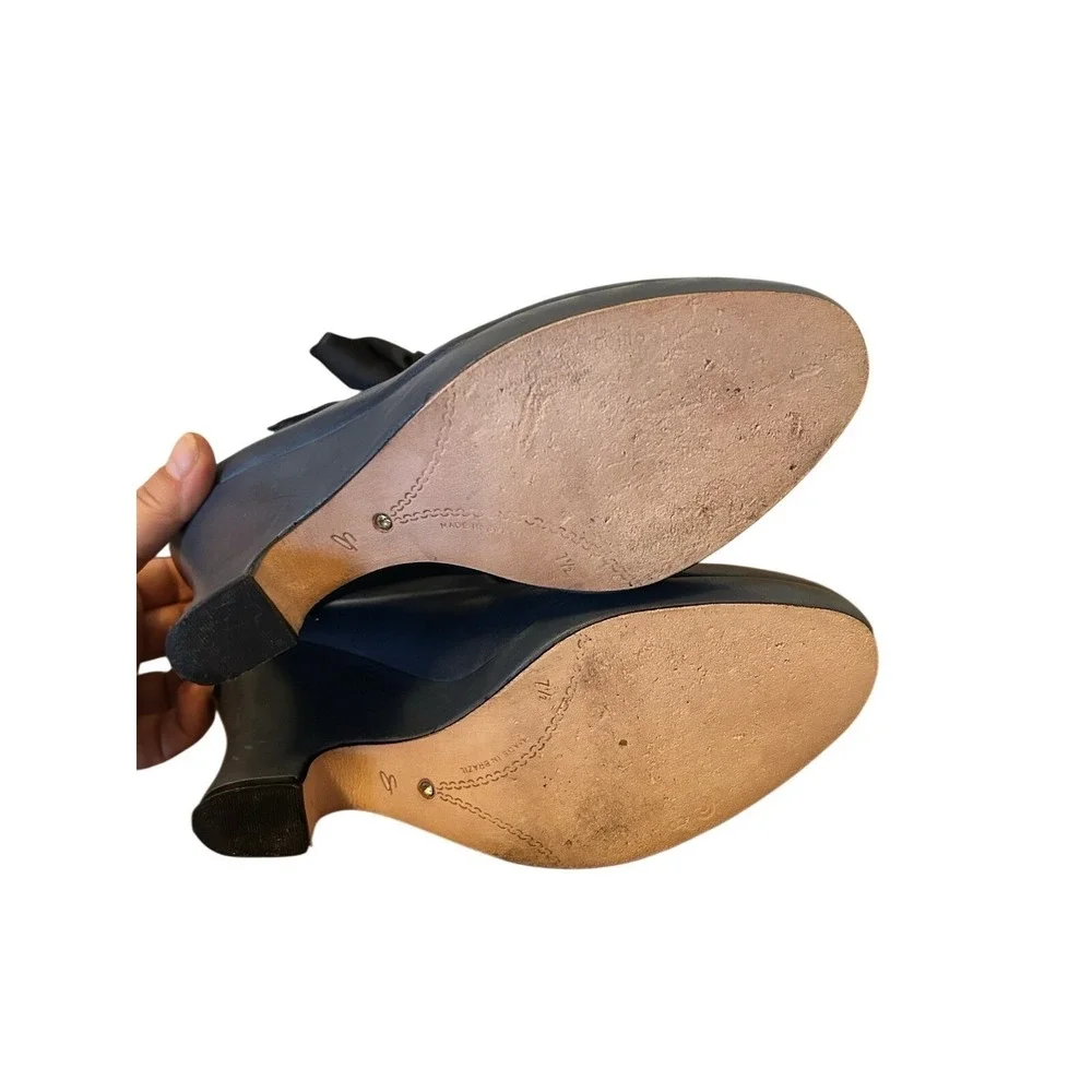 Corso Como Women's Leather Dodie Bow Tie Wedge Shoes Size‎ 7,5 Blue Comfortable